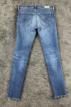 AG Adriano Goldschmied Legging Ankle Jeans Sz 27 Medium Wash Stretch Distressed