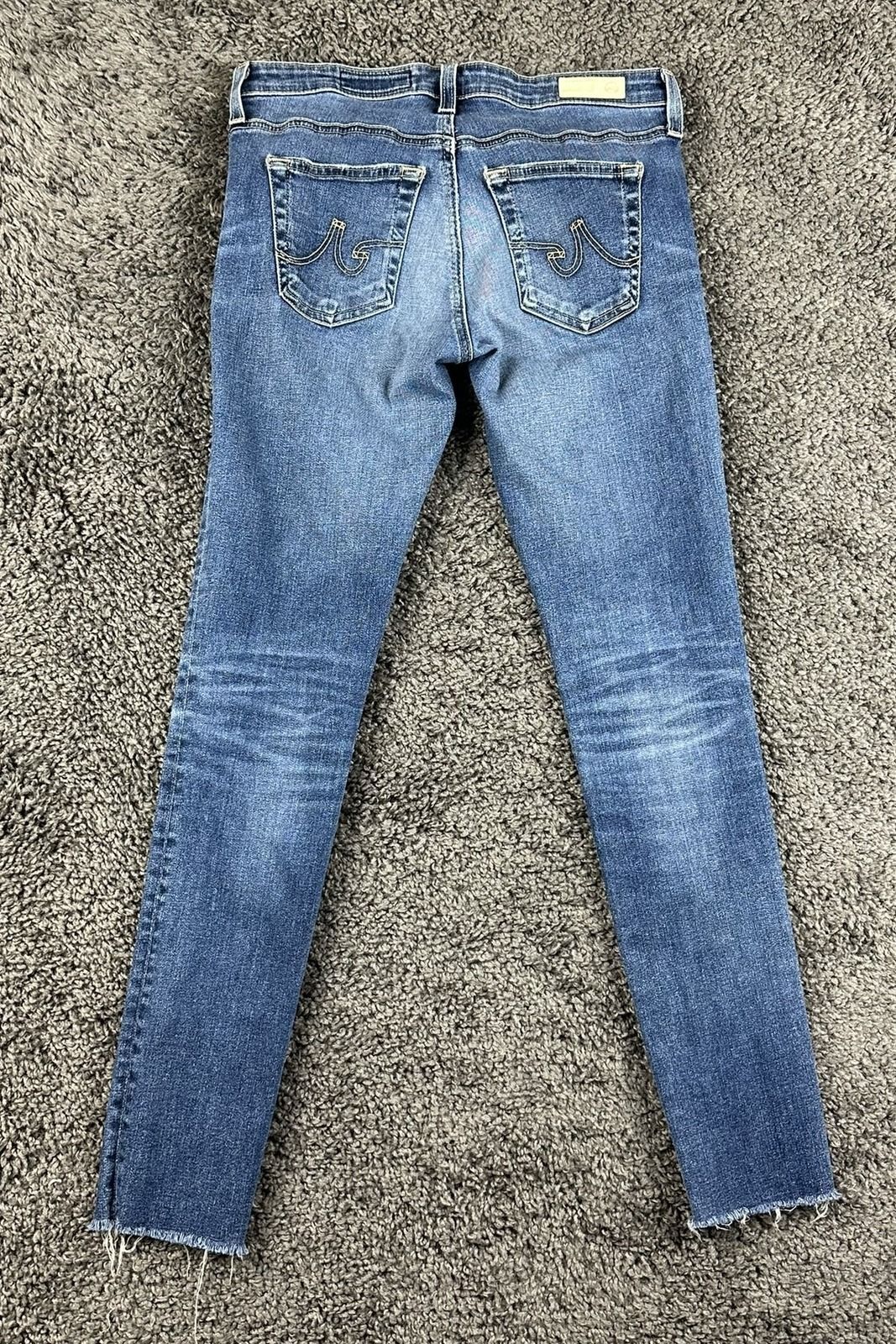 AG Adriano Goldschmied Legging Ankle Jeans Sz 27 Medium Wash Stretch Distressed
