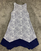 Soma Sleeveless Dress Women's Blue White Abstract Stretch Pockets Sz M