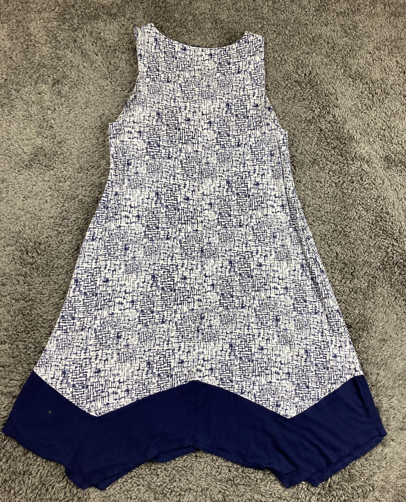 Soma Sleeveless Dress Women's Blue White Abstract Stretch Pockets Sz M