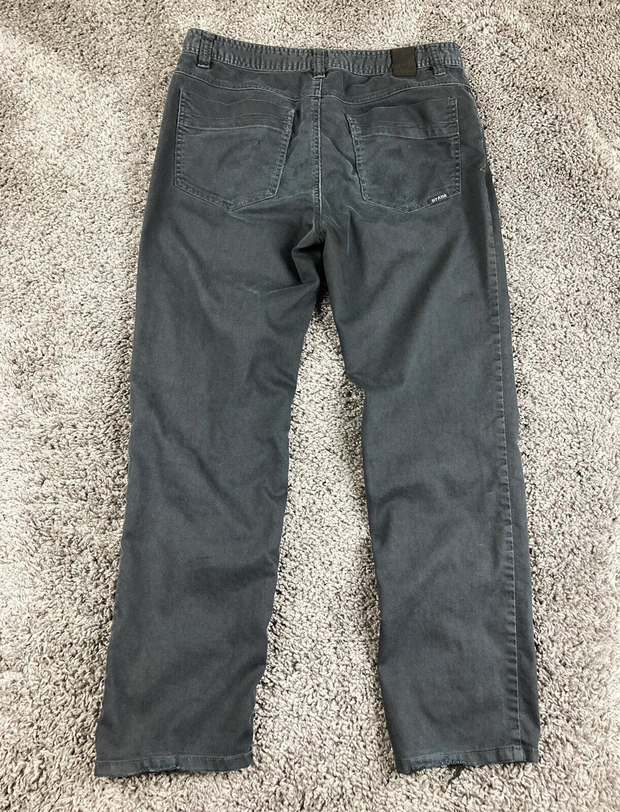 prAna Bridger Slim Fit Pants Men Black Organic Cotton Stretch Hiking Casual