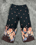 Ett:Twa by Anthropologie Womens Floral Wide Leg Pants Small Petite Black Cropped