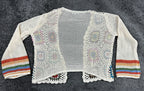 Fashion Nova Womens Crochet Cardigan Large Cream Granny Square Boho Open Knit