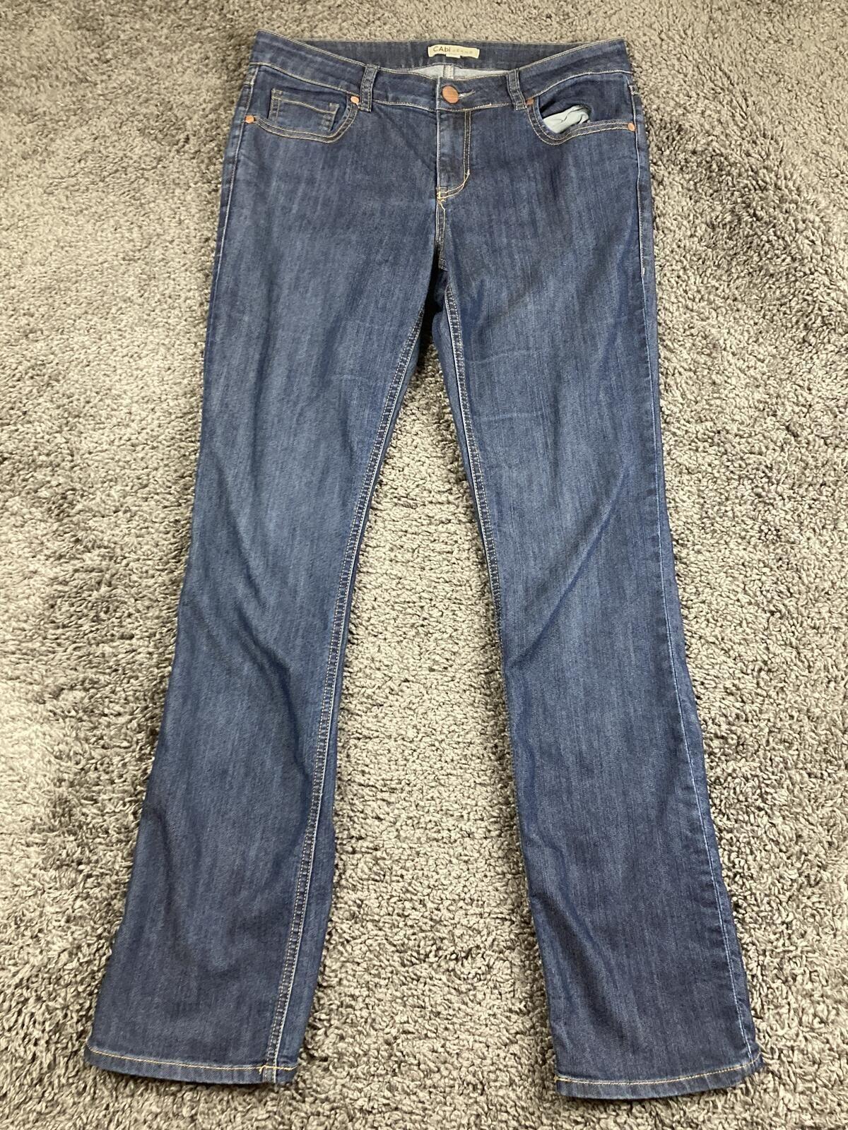 CAbi Lou Lou 334 Women Dark Wash Straight Leg Jeans Denim Classic Stretch Sz 8