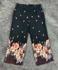 Ett:Twa by Anthropologie Womens Floral Wide Leg Pants Small Petite Black Cropped