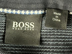 Hugo Boss Black Label Mens Polo Shirt S Navy Blue Micro Houndstooth Knit Golf