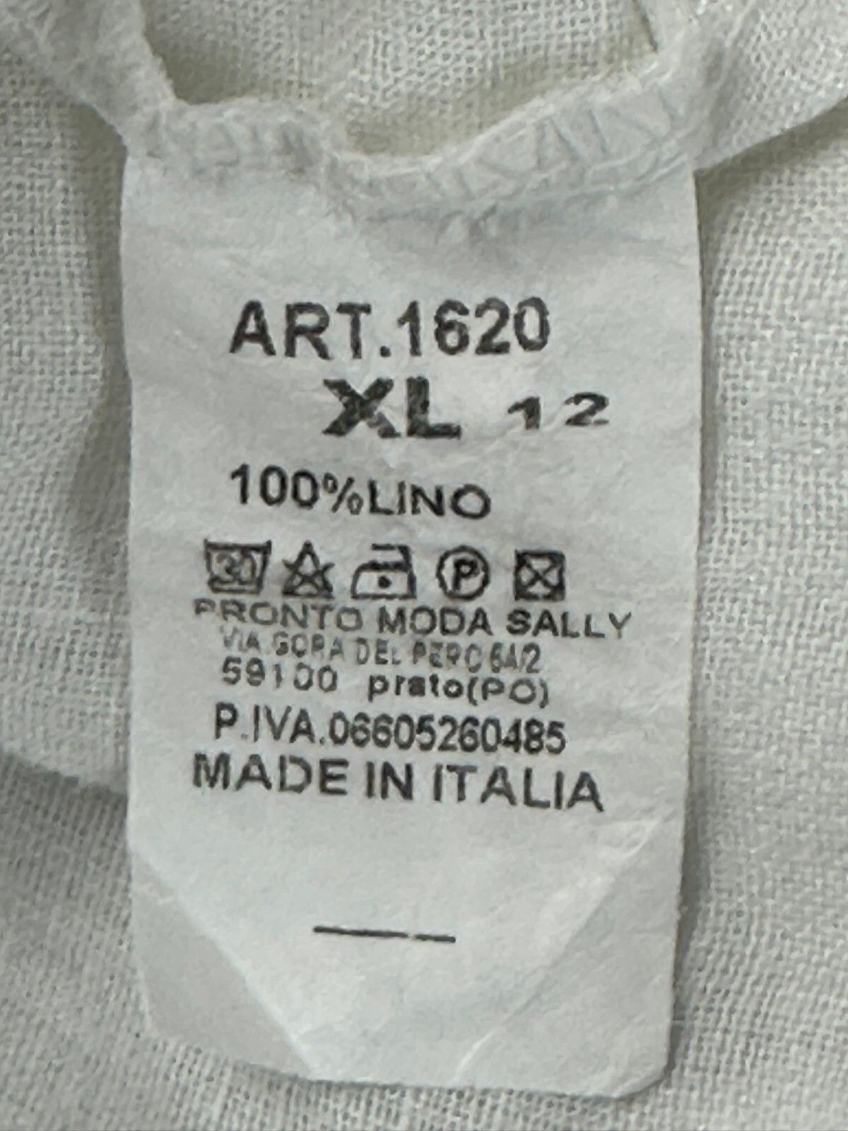 Pronto Moda Sally 100% Linen White Dress Womens Made in Italy Lace Sz XL 12