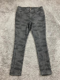 G.I.L.I. Camo Skinny Jeans Womens 8 Black Gray Dual Stretch Denim Pants