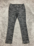 G.I.L.I. Camo Skinny Jeans Womens 8 Black Gray Dual Stretch Denim Pants