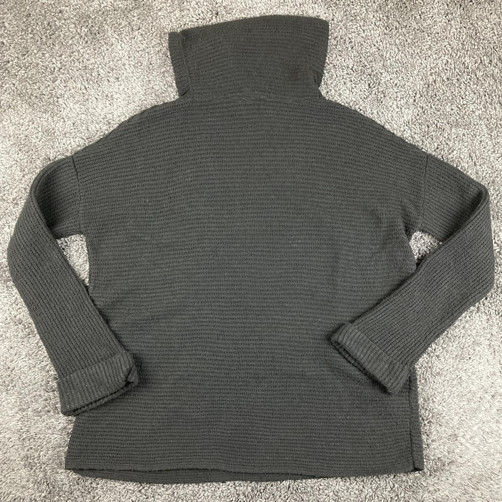 Anthropologie Pilcro Black Textured Cowl Neck Sweater Oversized Ribbed Sz Large