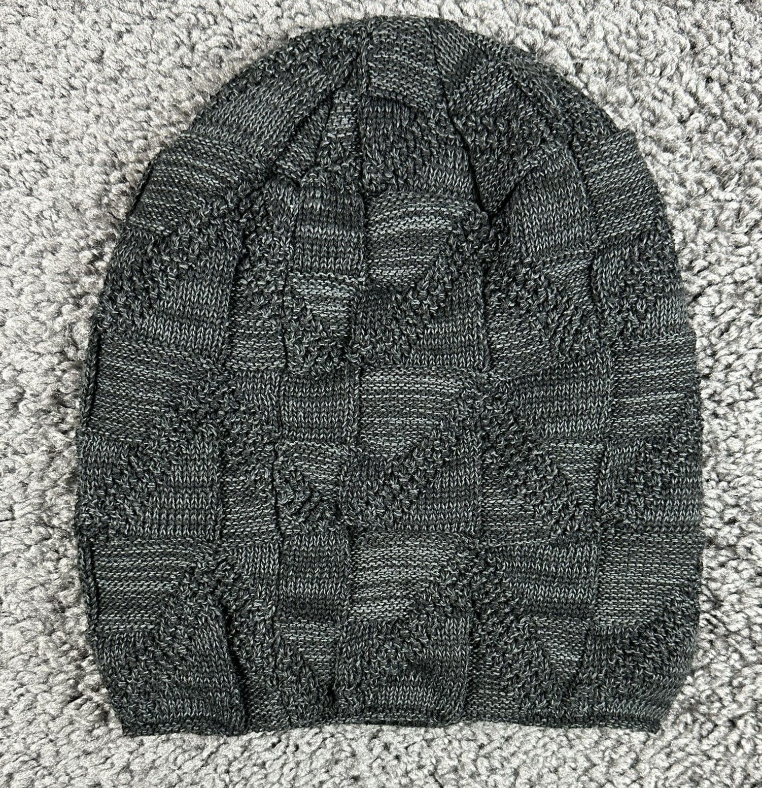 Page One Winter Beanie Hat Knit Basketweave Fleece Lined Charcoal Gray Unisex