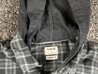 Hurley Mens Large Gray Plaid Hooded Flannel Shirt Classic Fit Long Sleeve L