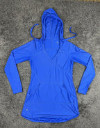 Athleta Wick-It Wader Hooded Swim Cover Up Tunic Womens M Blue Long Sleeve