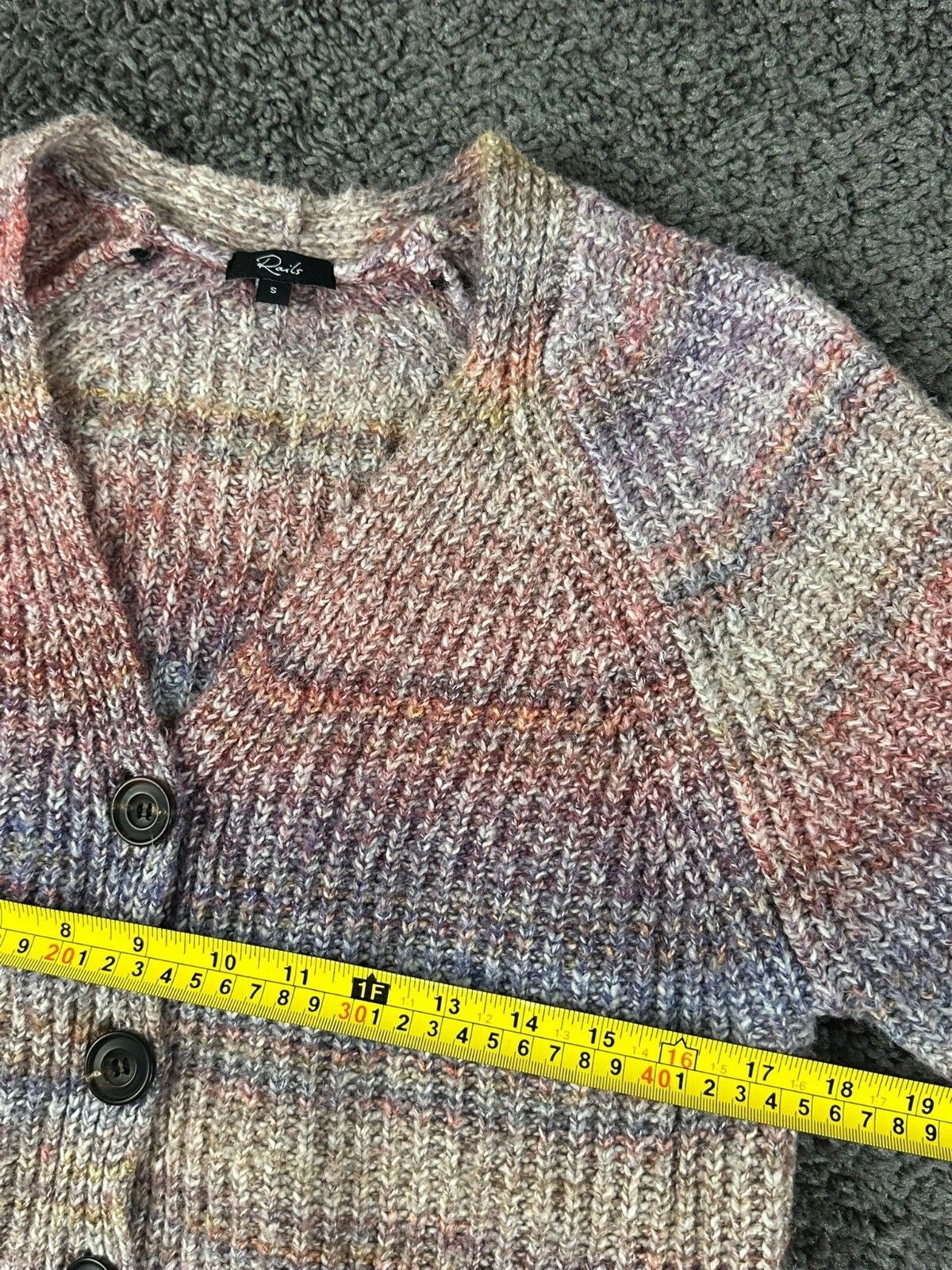 Rails Josie Space Dye Cardigan Sweater Womens S Amethyst V Neck Chunky Knit Soft