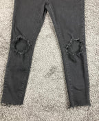 MNML Men Black Distressed Skinny Jeans Raw Hem Stretch Denim Size 28