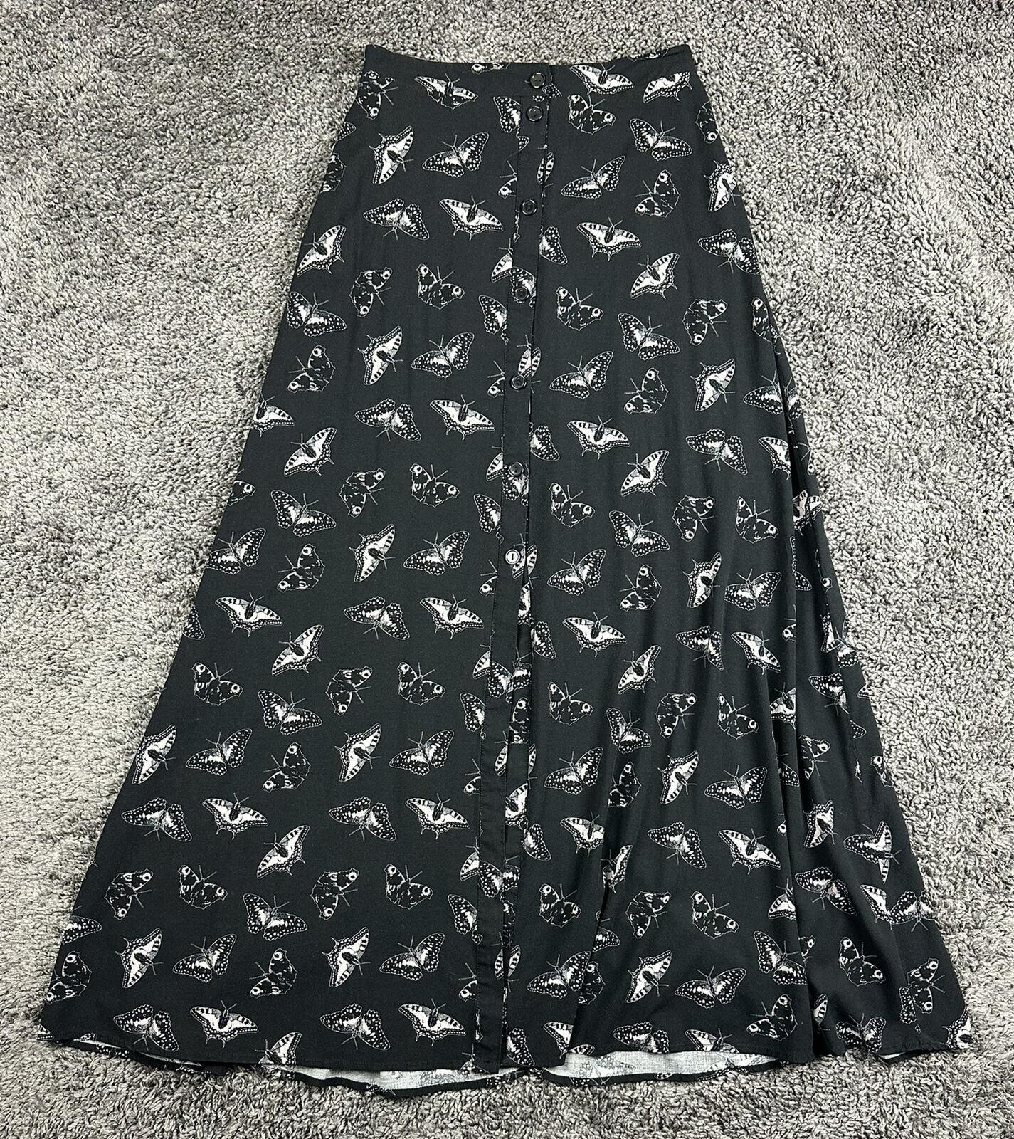 Cosmic Aura Hot Topic Dark Moth Butterfly Maxi Skirt Gothic Pockets Sz Small
