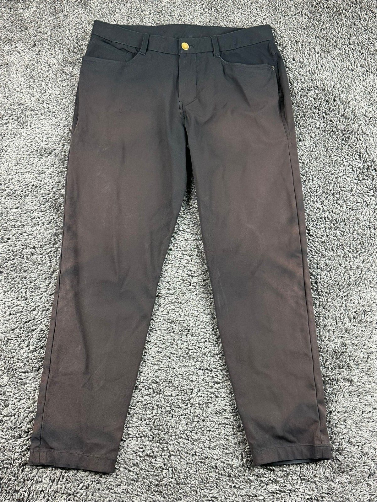 Lululemon ABC Slim-Fit 5 Pocket Pants Mens Black Warpstreme Trousers Sz 31x27