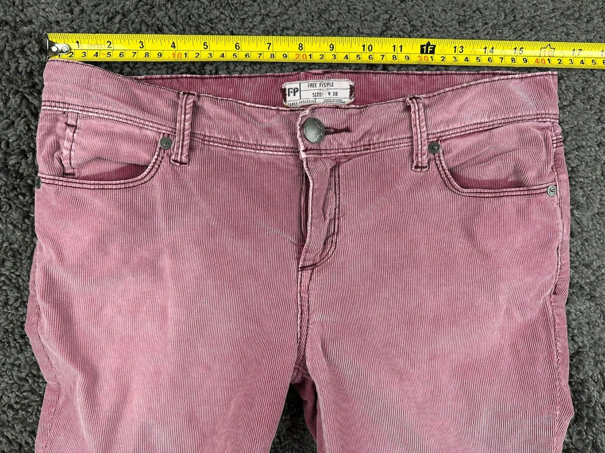 Free People Corduroy Pants Womens Size 28 Pink Slim Fit Stretch Mid Rise Jeans