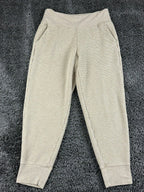 Athleta Coaster Luxe Waffle Jogger Pants Womens Beige High Rise Tencel Sz M