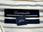 Faconnable Mens Striped Button Down Shirt White Gray Tan Size XL Relaxed Fit