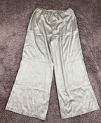 Auden Luxury Collection Satin Pajama Pants Sage Green Wide Leg Sleepwear Sz M
