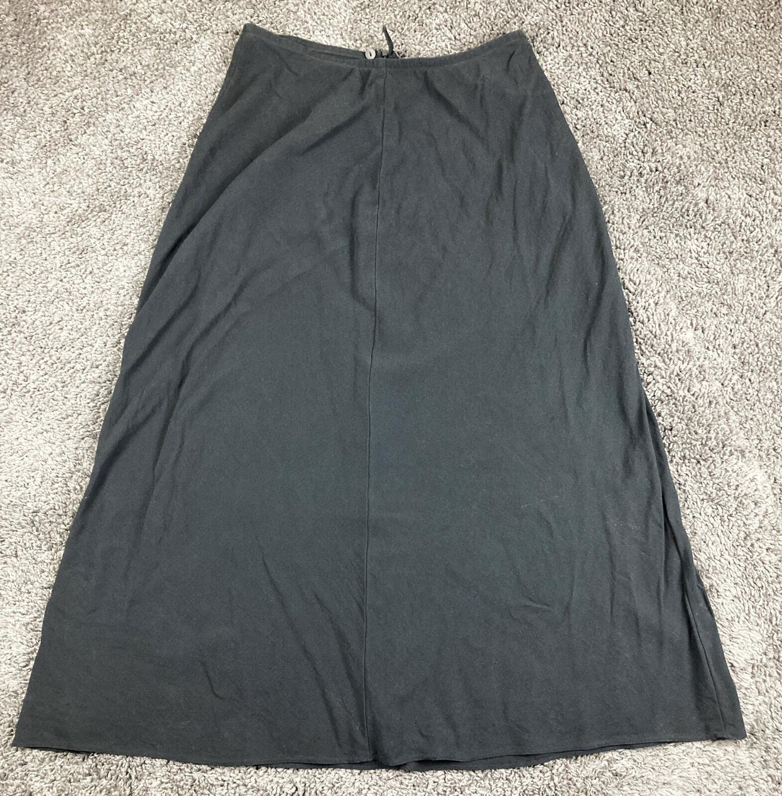 Eileen Fisher 100% Silk Crepe de Chine Maxi Skirt Black Size XS