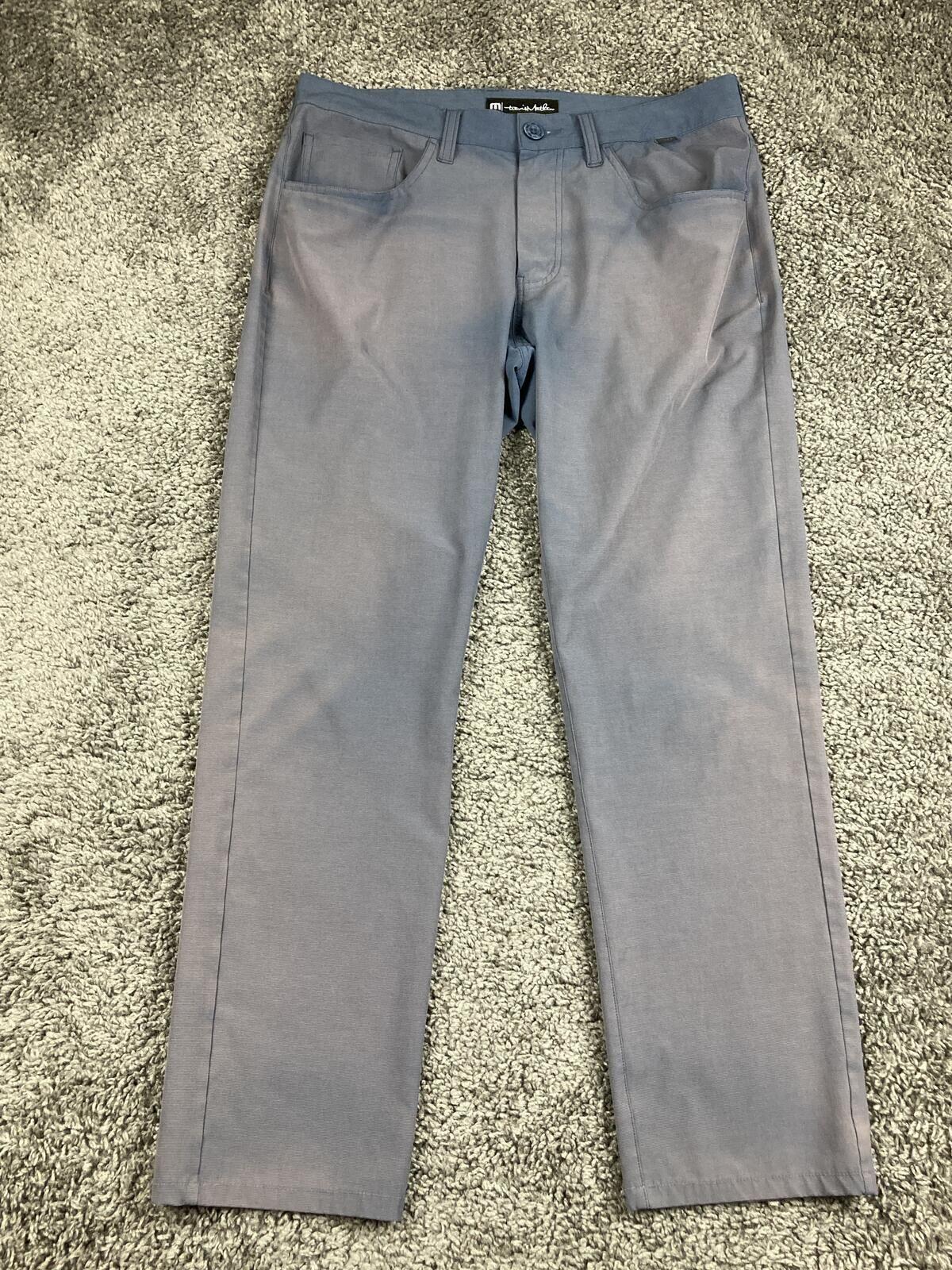 Travis Travis Mathew Open To Close Golf Pants Blue Performance Stretch Chino 32