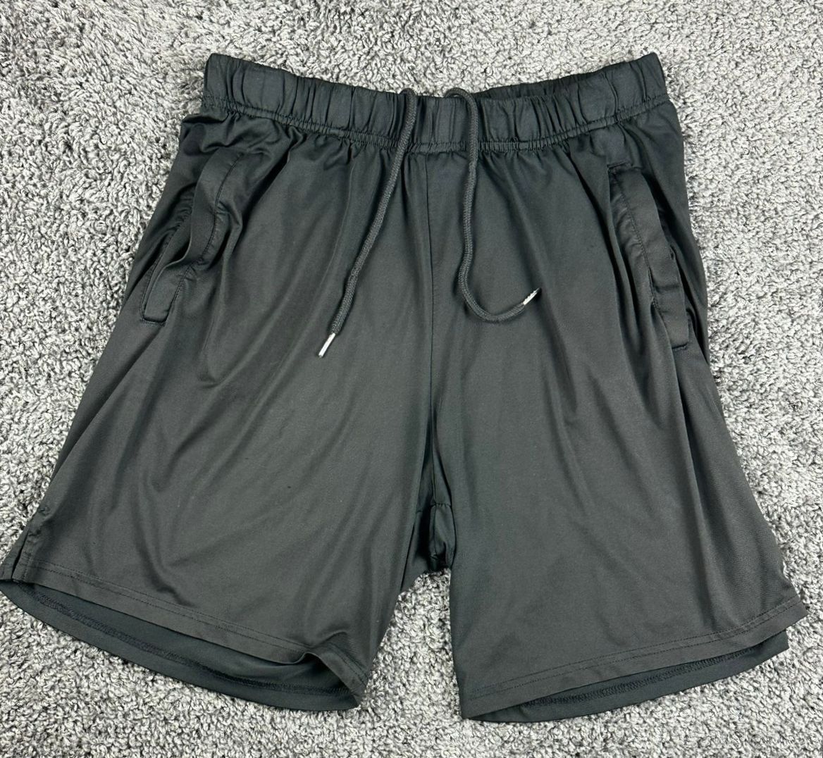 LEG3ND Mens Black Athletic Shorts 8 Inseam Stretch Performance Gym Running Sz M