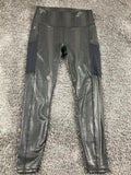 Fabletics PowerHold High Waisted Leggings Metallic Snakeskin Python Pockets Grey