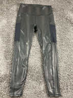 Fabletics PowerHold High Waisted Leggings Metallic Snakeskin Python Pockets Grey