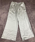 Auden Luxury Collection Satin Pajama Pants Sage Green Wide Leg Sleepwear Sz M