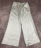 Auden Luxury Collection Satin Pajama Pants Sage Green Wide Leg Sleepwear Sz M