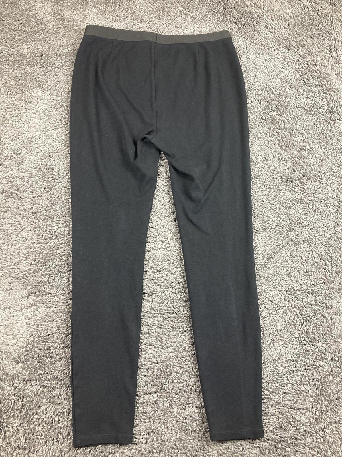 Eileen Fisher Italian Knit Leggings Black Small Stretch Pull On Pants Slim S/P