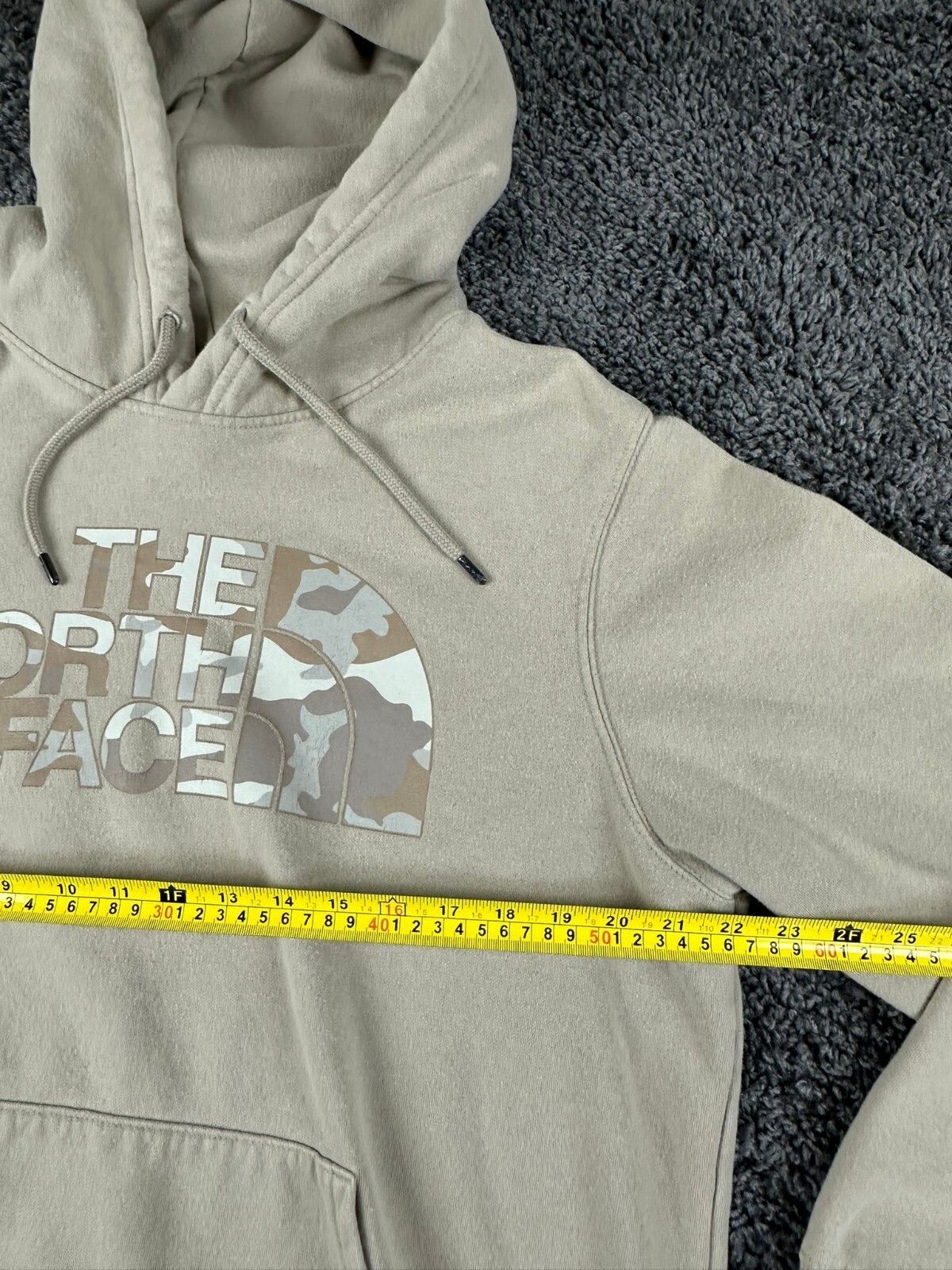 The North Face Half Dome Hoodie Men Tan Beige Camo Logo Pullover Sz Large