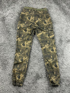 Twin Sisters Womens Camo Cargo Pants Medium Green Belted Stretch Jogger Utility