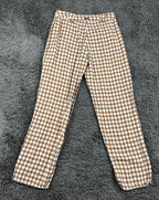Billabong Womens Brown Checkerboard Diamond High Rise Linen Blend Pants Sz 25