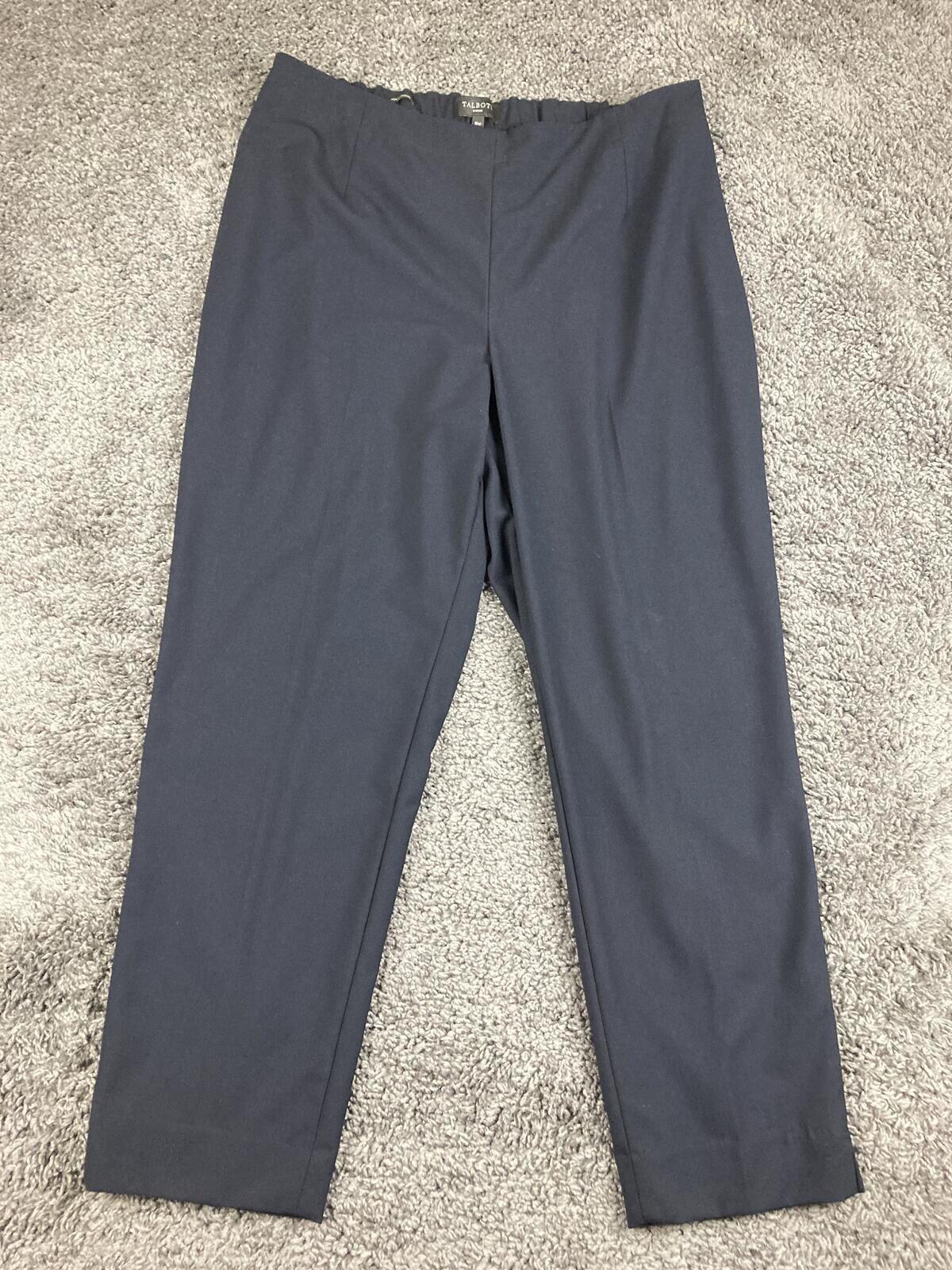 Talbots Woman Hollywood Fit Pants Navy Blue Straight Leg Pull On Stretch Sz 16W
