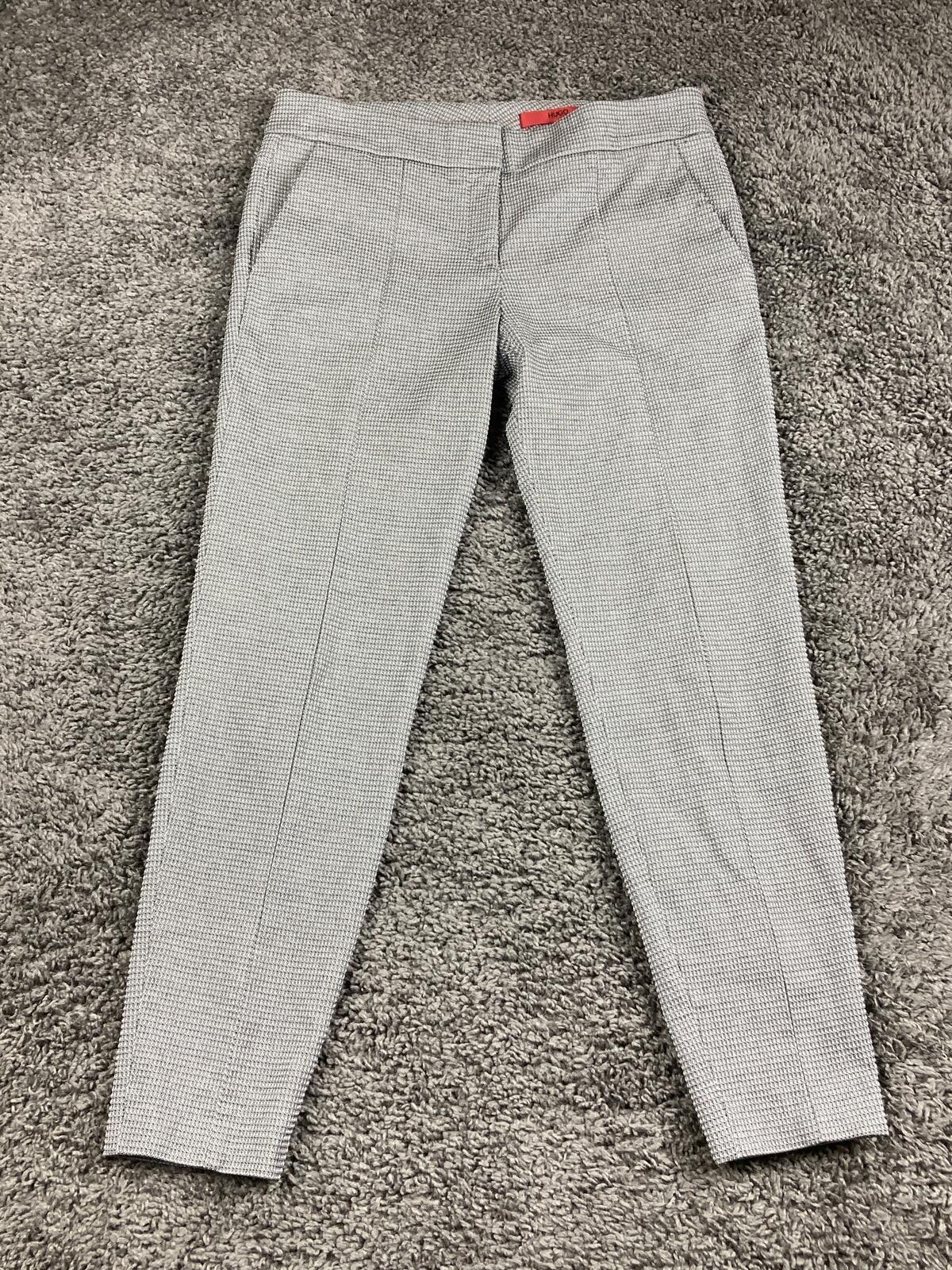 HUGO Hugo Boss Hevas Slim Fit Dress Pants Women’s 6 Grey Micro Check Cropped