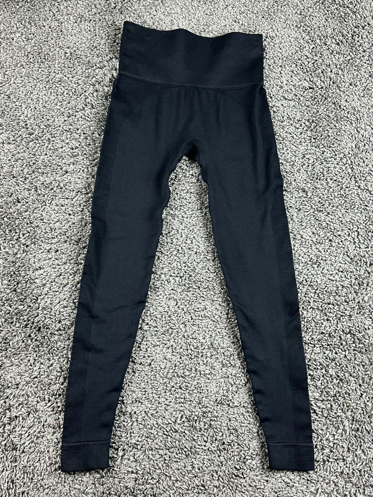SET Active SculptFlex Leggings Black High Rise Ribbed Seamless Yoga Pants XS/S