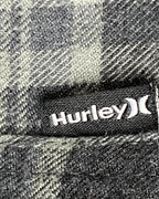 Hurley Mens Large Gray Plaid Hooded Flannel Shirt Classic Fit Long Sleeve L