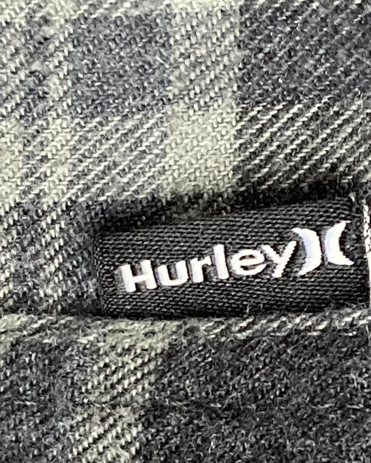 Hurley Mens Large Gray Plaid Hooded Flannel Shirt Classic Fit Long Sleeve L