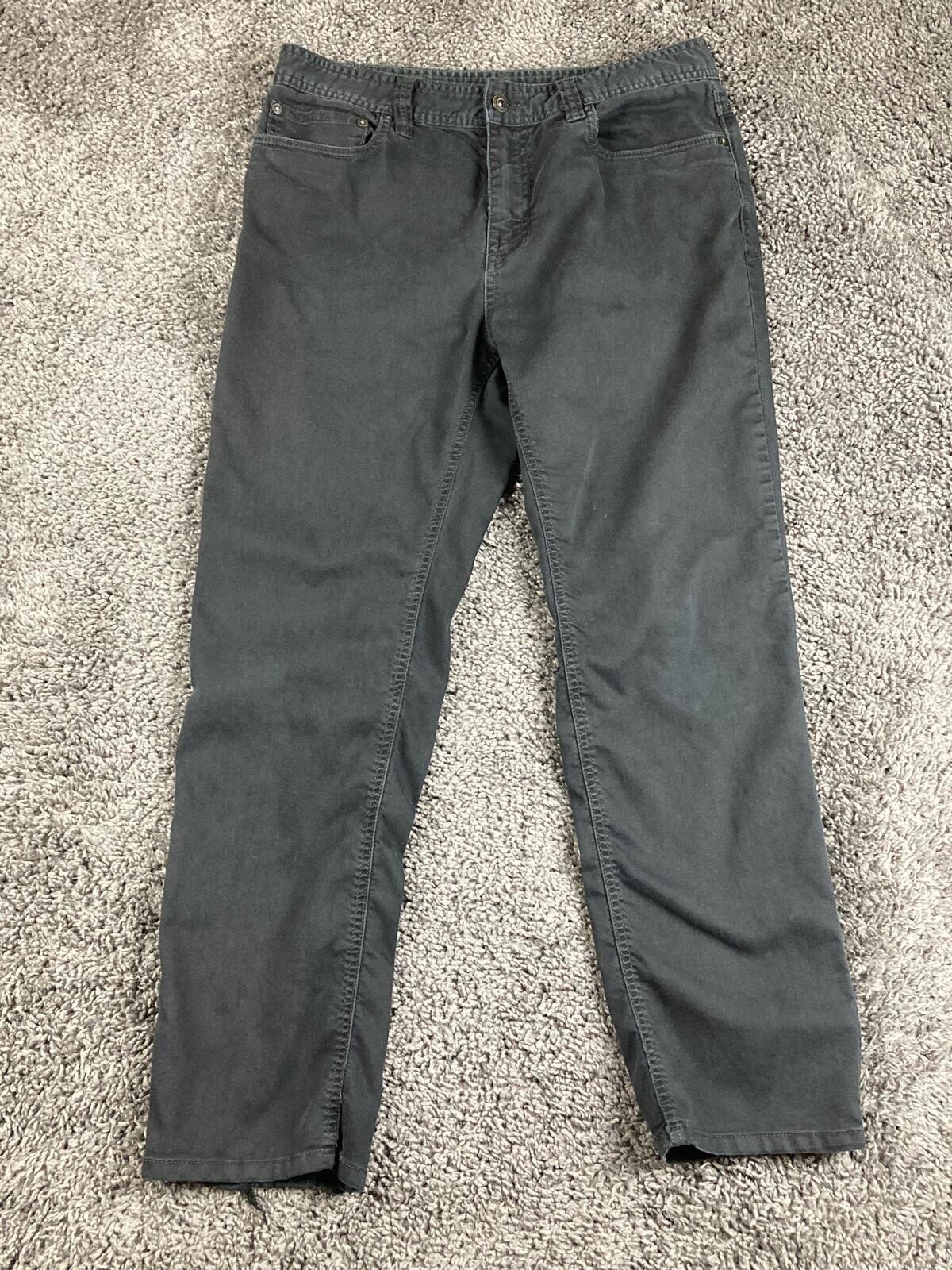 prAna Bridger Slim Fit Pants Men Black Organic Cotton Stretch Hiking Casual