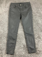 Karen Millen Black Coated Skinny Jeans 32x29 Leather Look Stretch Size 10