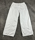 ZARA Mens Large White Cotton Parachute Pants Drawstring Cuffs Wide Leg Track