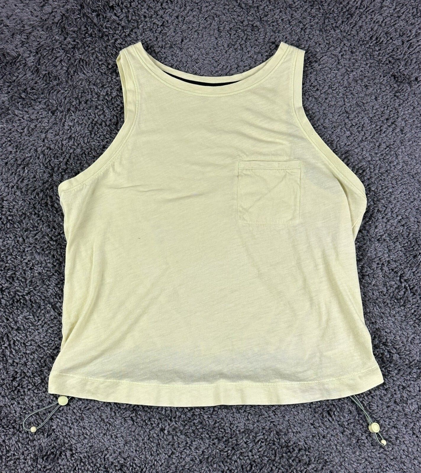 Athleta Organic Daily Bungee Tank Top Yellow Size Small Pocket Drawstring