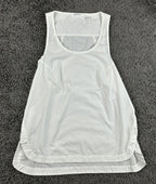 Athleta Womens XXS White Scoop Neck Tank Top Stretch Poplin Sleeveless Shirt