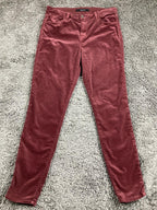 J Brand Maria High Rise Skinny Corduroy Jeans Oxblood Red Velvet Maroon Sz 30