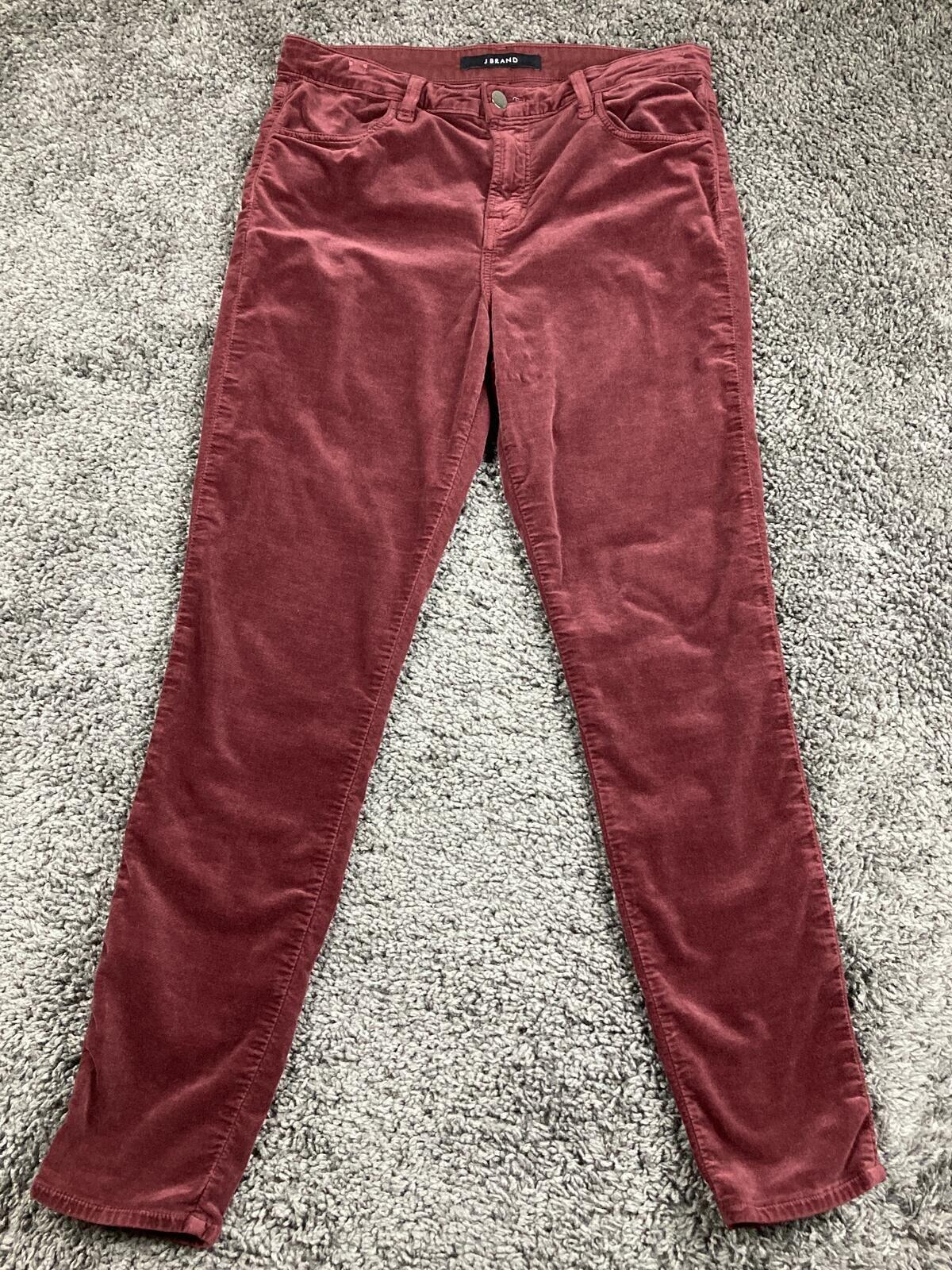 J Brand Maria High Rise Skinny Corduroy Jeans Oxblood Red Velvet Maroon Sz 30