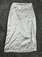 Abercrombie & Fitch Midi Skirt Womens Gray Animal Print Satin Side Slit Sz M