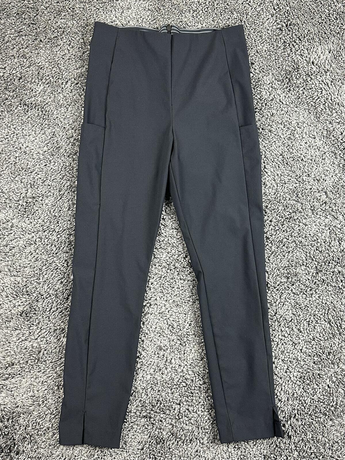 Athleta Wander Slim Pant Black Trek Tech High Rise Back Zip Ankle Slit Sz 4P